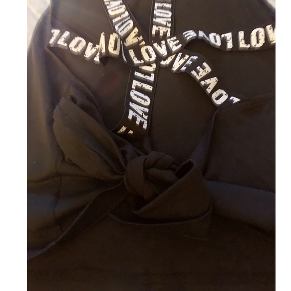 50%off!!! NWT! Urban “LOVE” Tie-up Blk Work-out Top! - Picture 9 of 13